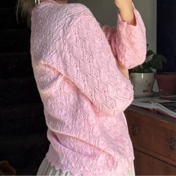 Pink Textured Button-Up Cardigan - Picture 2 of 2